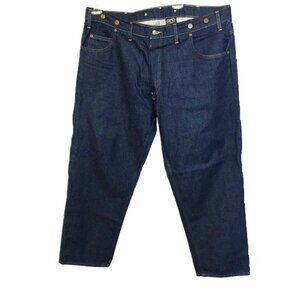 Prison Blu 7 Pocket Rigid Work w/ suspender Buttons Jeans 45" x 30" EUC